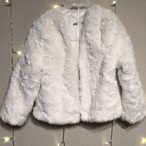 NWOT H&M Toddler Size 2-4T Beautiful Lined White Fur Jacket
